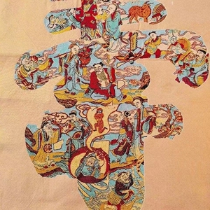 字画收藏唐卡织锦布画丝织画刺绣 生日礼品祝寿图 八仙祝寿贺寿