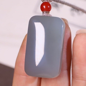 新疆和田玉烟青色无平无事牌吊坠男女玉石烟紫玉坠挂件