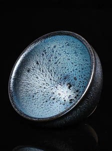 宋风居黄长发七段烧建盏茶杯原矿铁胎纯手工功夫主人杯