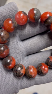 保山南红手串铁皮包浆料中的王者,半盆!半盆!半盆!黄金尺寸卡