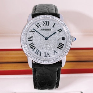 [9.8新]卡地亚女表伦敦solo系列后镶钻满天星石英手表女w6700255