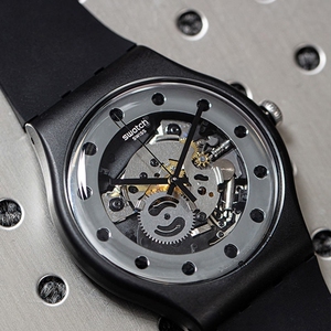 斯沃琪swatch瑞士手表女士男士手表金魅银魅情侣镂空腕表s