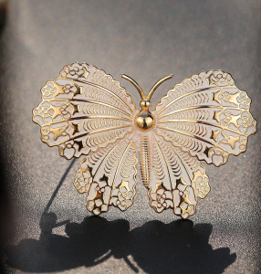 西凉妃子 画油珐琅蝴蝶胸针高档饰品日韩胸花 女典雅时尚服装配