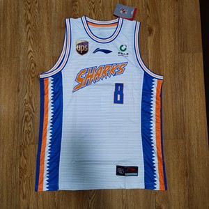 李宁赞助版cba上海大鲨鱼男篮刘炜球衣