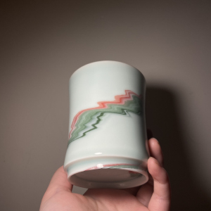 龙泉青瓷 绞胎 茶杯 手捧杯 名师吕建忠制作非严霖豪 纯福利