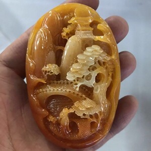【低价处理】云南黄龙玉山水意境手把件玉石山水风景画把玩件迎客