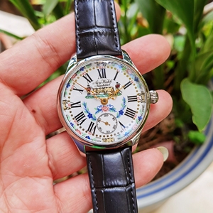 瑞士aero爱罗稀有珐琅点金彩盘面路易金针6498怀表机芯改