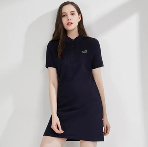 鳄鱼短袖polo连衣裙夏季纯棉百搭显瘦女装中长款遮肚子t恤裙