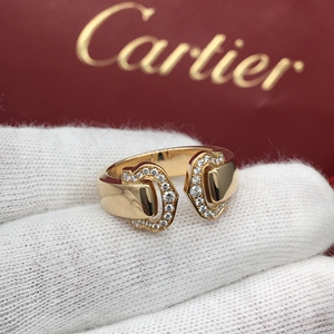 cartier卡地亚18k黄金双c钻石戒指53号天使之吻