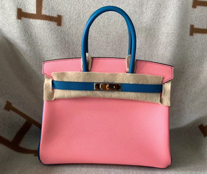 爱马仕hermes birkin30金扣拼色铂金包
