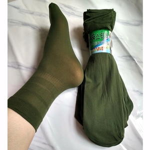 10双款男士抓不破军绿色耐磨耐穿透气丝袜中筒直板劳保工人袜