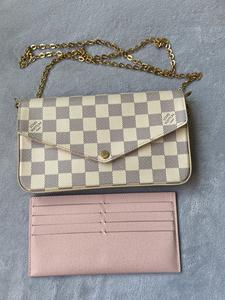 lv白棋盘格三合一少个零钱包.