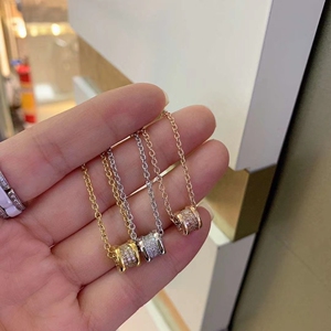 bvlgari宝格丽玫瑰金小蛮腰项链满钻蛇形蛇骨男女戒指弹簧