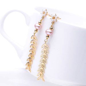 【xl928】坠落星辰 金豆豆西柚色珍珠项链