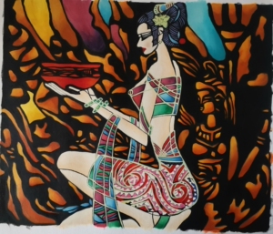 手绘油画 云南特色少数民族重彩油画 装饰画尺寸50x60