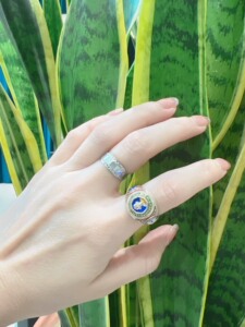 龙婆瑞2566蓝底纯银戒指,女款52码