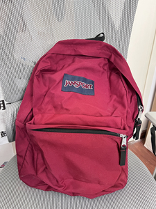 王菲同款双肩包,正品jansport酒红色