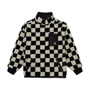 vans羊羔绒毛黑白棋盘格摇粒绒双面穿休闲夹克外套vn0a4