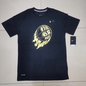 耐克打出名堂篮球短袖纯棉圆领t恤运动服黑金科比