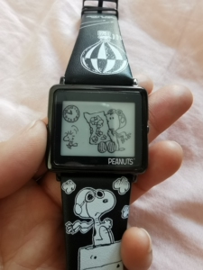 绝版epson墨水屏手表snoopy黑色史努比飞行员爱普生