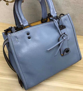 全新coach蔻驰 rogue蓝色牛皮荔枝纹女包 可单肩背