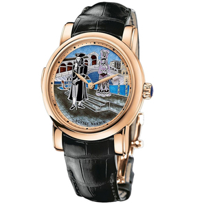 5新]雅典鎏金18k玫瑰金手动机械三问手表男表716-63