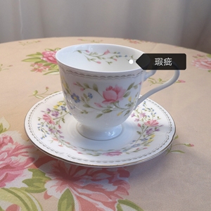 日本制nikko日光 骨瓷 茶杯 盘 套装 咖啡杯浮雕碟子