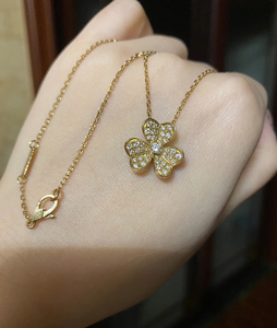 vca满钻frivole三叶草项链高定版 中号k黄 5