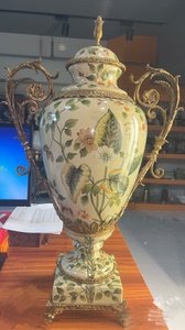 超高超大传家宝铜配瓷纯手绘陶瓷花瓶奖杯将军罐花瓶，捷美品牌，