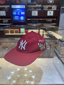99新未使用品gucci古驰棒球帽圆顶遮阳鸭舌帽ny联名刺绣
