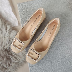 单鞋高跟女粗跟橡胶底