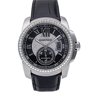 5新]卡地亚卡利博内圈带钻后镶钻自动机械手表男表