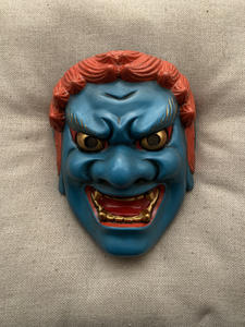 日本面具.能面.不动明王面具.陶制!