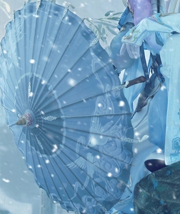 剑三cos青鸟 蓬莱武器伞 灰蓝青乌剑网3拓印外观古装道具c