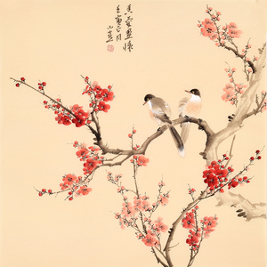 皇甫宜喜《红梅》客厅玄关书房办公室手绘真迹名家字画水墨花鸟画