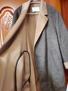 tengs滕氏本藤双面呢羊毛大衣外套春秋冬季女装中长款羊绒褐