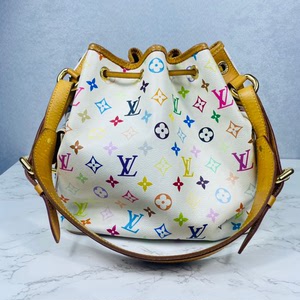 路易威登lv白三彩水桶包单肩手提斜挎包 日本中古奢包vint