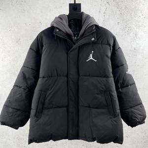 乔丹/aj 海外新款假两件刺绣logo臂标面包羽绒棉服