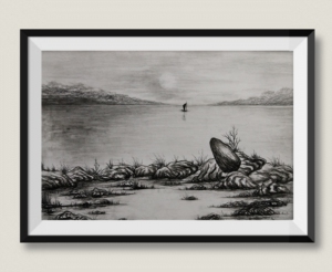 「扬帆起航」手绘素描8k炭笔风景画 客厅卧室装饰字画