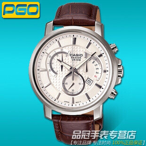 卡西欧手表男三眼皮带防水石英表男表bem-506l-7a