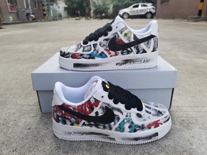af1空军一号纯白涂鸦改色改造成权志龙2.0 diy球鞋定制