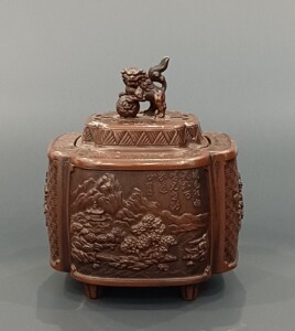 日本 宏采 香炉.日本金工大师【宏采】制合金香炉.