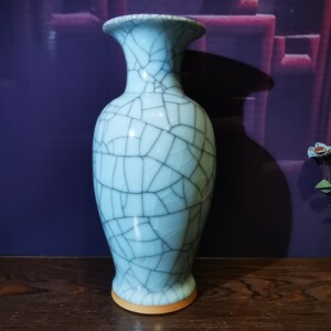 孔家钧窑钧瓷老货钧仿官瓷观音瓶经典玉石釉金丝铁线,老货欣赏