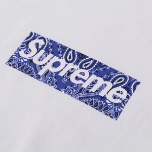 100%全棉supreme最新经典腰果花印花宽松男女情侣半袖