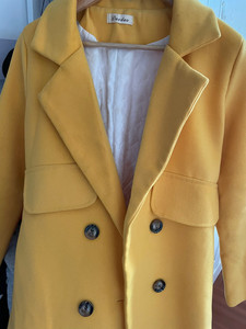 姜黄色呢子大衣外套女中长款厚实全新，买回来一直挂在衣橱没穿