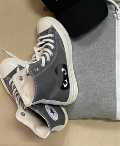 converse匡威cdg川久保玲paly灰色黑标高帮
