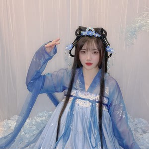 李浩博01淘宝鲛人泪蓝色汉服头饰古风发夹发饰 复古古典幻彩鳞片