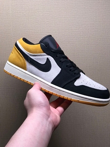 乔丹 nike air jodan 1 aj1黑黄脚趾