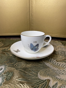 日本瓷器,森英惠hanae mori蝴蝶夫人骨瓷咖啡杯杯碟一