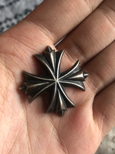 克罗心十字架财布扣925纯银鸢尾花装饰扣diy手工皮具钱包五